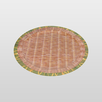 Plateau de service rond en mélamine imitation rotin, personnalisable avec logo OEM, incassable, pour la restauration et l'approvisionnement en gros