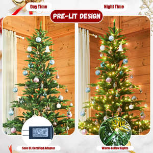 Sapin de Noël avec décoration à lumière chaude pour la décoration de la maison, salon, 6 pieds, 46 pouces - Product Image 6