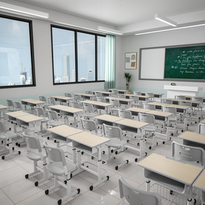 Ergonomic nghiên cứu bàn với giỏ lưu trữ trường trung học đồ nội thất thiết lập cho thanh thiếu niên có thể điều chỉnh chiều cao trường Bàn và ghế - Product Image 2