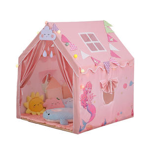 Carpa rosa para casa <span class=keywords><strong>de</strong></span> juegos Casa <span class=keywords><strong>de</strong></span> juguete colorida Carpa grande para interiores y exteriores Princesa Carpa con diseño <span class=keywords><strong>de</strong></span> sirena <span class=keywords><strong>de</strong></span> cuento - Product Image 1