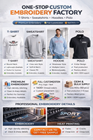 T-shirt, sweat-shirt, sweat à capuche et chemise brodés de haute qualité avec logo d'entreprise personnalisé
