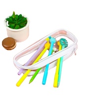 Étui à crayons à fermeture éclair en plastique Transparent pour enfants maquillage clair sac à stylo cosmétique fournitures scolaires