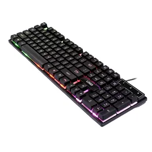 게임 키보드 RGB LED 무지개 백라이트 작은 컴퓨터 키보드 유선 게임 키보드 Windows 게임 PC Mac