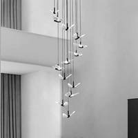 Lustre LED Moderne Minimaliste Créatif en Cristal Papillon à Hauteur Réglable pour Villa, Bâtiment Duplex, Escalier en Spirale, Doré