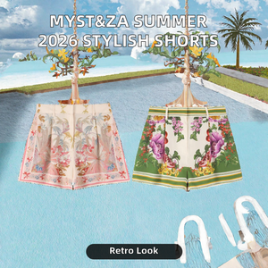 Shorts floraux pour femmes, taille haute, élastique, style Bermuda, pour les vacances d'été - Product Image 2