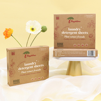 Fournitures de lessive Boîte de papier kraft à fragrance personnalisée Formule écologique Feuilles de détergent à lessive Papier 30 feuilles en stock