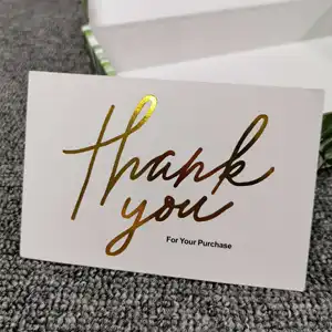 Custom Design Colour Printed greeting Pink Holiday card Thank you card with Hot Stamping gold foil card