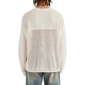 Maillot de football universitaire en maille ajourée pour homme, à col ras du cou, manches longues, en coton fin, avec logo personnalisé et épaules tombantes - Product Image 3
