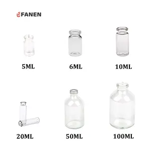 Fanen 5ml échantillon gratuit Tube transparent flacon vide flacons d'injection transparents flacon de bouteille de médecine en verre