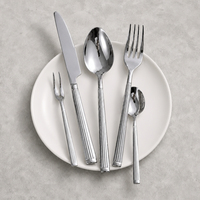 Ensemble de couverts de haute qualité en acier inoxydable 304, style colonne romaine, cuillère et fourchette, compatible lave-vaisselle, pour restaurant.
