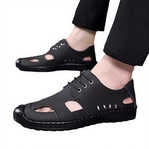 Nouvelles sandales décontractées montantes pour hommes 2025, respirantes, d'extérieur, en cuir ajouré, antidérapantes, plates, avec semelle intérieure en PU/EVA - Product Image 4