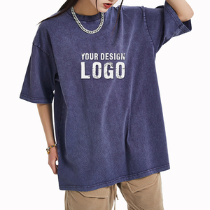 เสื้อยืดผู้หญิงสไตล์วินเทจ แขนสั้น ทรงโอเวอร์ไซส์ ผ้าคอตตอนหนา คอเล็ก  แบบอเมริกัน  รับสกรีนโลโก้ - Product Image 3