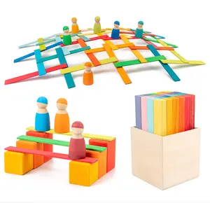 Tiglio in legno massello colore Da Vinci bridge 100 pezzi di giocattoli educativi in legno per bambini modello di equilibrio building blocks