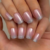 Curvlife 30 faux ongles courts à presser, ongles artificiels brillants à coller, pointes d'ongles en acrylique brillantes, à coller pour femmes