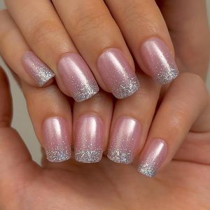 Curvlife 30 Uñas Postizas Cortas, Uñas Acrílicas Brillantes con Diseño de Efecto Luminoso, Uñas Adhesivas para Mujer - Product Image 2