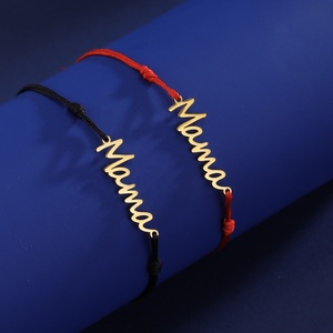 Letters <strong>Mama</strong> Black Red <strong>Bracelet</strong> for Women Braided Adjustable Rope <strong>Bracelet</strong> Fashion Jewelry Mothers Day Gift - Product Image 2
