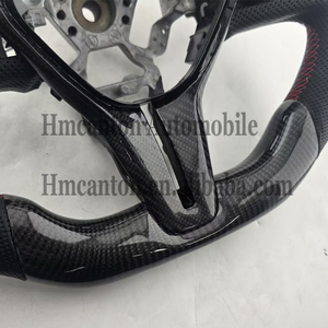 Volant en cuir perforé en fibre de carbone avec marqueur supérieur rouge et surpiqûres rouges pour Infiniti Q50, fabricant professionnel - Product Image 6
