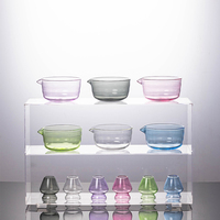 Bol à matcha de haute qualité en verre borosilicate de 500 ml, style Japandi, qualité alimentaire, écologique, résistant à la chaleur, avec bec verseur, ensemble pour café et thé