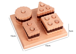 Early Skill Builder Eco-Friendly Beech Wood Sorting & Stacking <b>Building</b> <b>Blocks</b> Stack and Sort Board Toys for Kids - Product Image 6