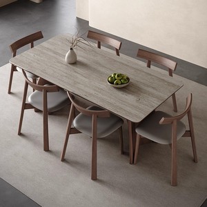 Juego de Mesa de Comedor de Mármol Minimalista Nórdico con Sillas de Madera de Nogal, Muebles Modernos para el <span class=keywords><strong>Hogar</strong></span> de 6 Plazas para Comedor - Product Image 5