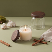 Bocaux à bougies en verre de luxe modernes, personnalisables avec logo, vides, ambrés ou transparents, avec couvercle en bois, pour la fabrication de bougies