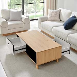 Minimalist meşe dikdörtgen kahve ve çay masaları geniş ahşap üst oturma odası mobilya - Product Image 4