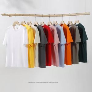 High Quality Men's Casual Loose Pure 100% Cotton T-shirts Soft Sport 7A Antibacterial Solid Color Breathable Men's T-shirts - Product Image 5