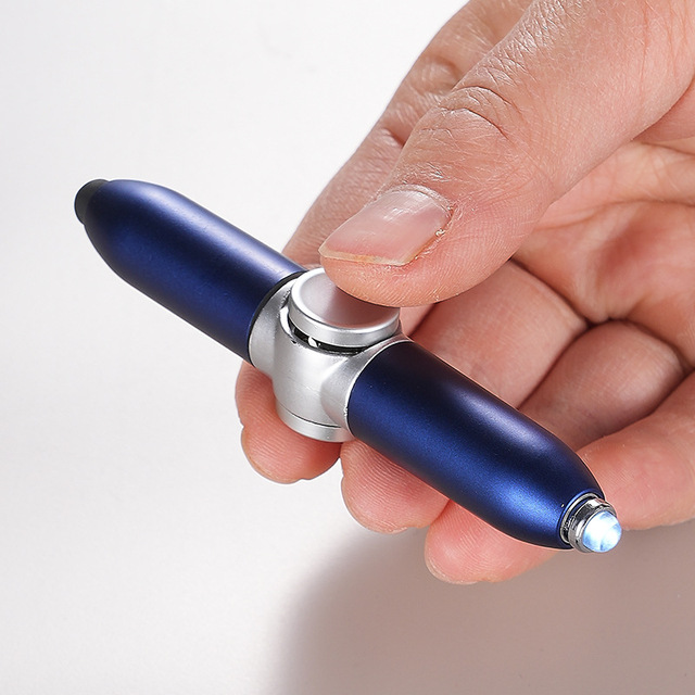 Hot Sale Multi Functional Ball Pens Reduce Pressure Stylus Fidget Ballpoint Pens Custom logo Led Light Spinning Gift Pen