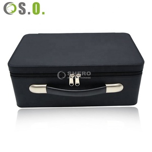 Maleta de gamuza organizadora de joyas con tres bandejas de servicio para anillo colgante caja de almacenamiento de joyería de terciopelo de cuero caja de exhibición de joyería - Product Image 4