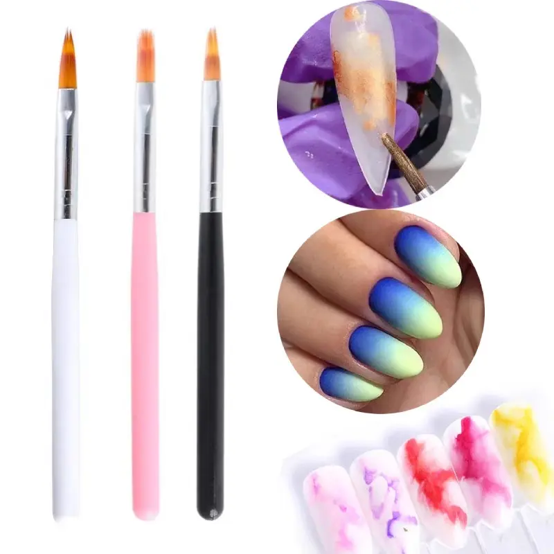 Private Label UV Gel Polish Nail Drawing Pen Tool Gradient Color Rhinestone Crystal Acrylic Ombre Nail Art Brush