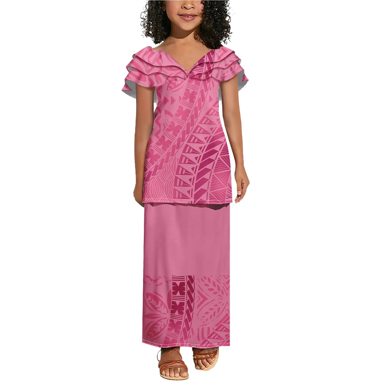 女の子のための工場供給キッズドレス卸売子供服女の子ドレス赤ちゃん服カスタムプリントサモアスカート