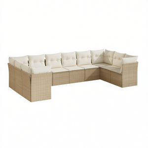 Conjunto de Sofás de Jardín de Ratán Beige, 6 Plazas, Diseño Contemporáneo para Exteriores - Product Image 1
