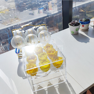 Phong cách mới trong suốt hoa hiển thị tùy chỉnh trang trí Acrylic hoa trường hợp cho hiển thị chỉ - Product Image 2