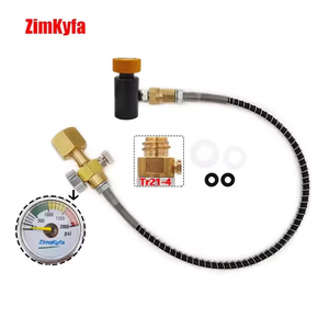 Adaptateur de remplissage de bouteille de CO2 SodaStream, station de remplissage, manomètre 2000 PSI, tuyau de 50 cm, laiton noir + or, garantie 1 an - Product Image 2