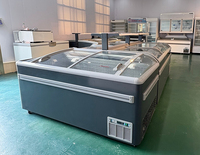 Directo de Fábrica, Refrigerador Comercial de 530L, de Una Sola Temperatura, Certificado ETL, 2 Puertas, Control Digital, Exhibidor Curvo Tipo Isla para Supermercado