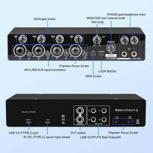 Chuyên Nghiệp 4-Kênh USB Giao Diện Âm Thanh Card Âm Thanh Với Mic Preamplifier asio Ghi Âm Trực Tiếp Cho Sử Dụng Chuyên Nghiệp - Product Image 5