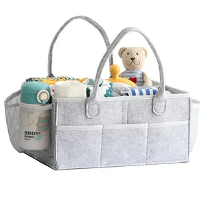 Лидер продаж, современный дизайн, настраиваемый фетровый мешок для подгузников, Многофункциональный Детский подгузник, органайзер, сумка для подгузников для мам с картонной упаковкой