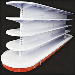 Estante cuadrado de doble cara para góndola, estante para supermercado, exhibición comercial recubierta de polvo epoxi para trabajo ligero - Product Image 1