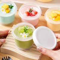 Pot à pouding en plastique PP résistant au micro-ondes 200 ml, pot à crème anglaise haute température avec couvercle à vis, pot à flan et gelée réutilisable, lot en vrac personnalisable
