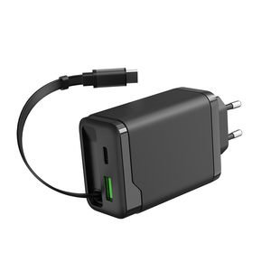 Cargador Retráctil GaN <span class=keywords><strong>de</strong></span> 30w, Cargador Rápido USB <span class=keywords><strong>de</strong></span> 65w con Conector Tipo C, Cargador Portátil PD <span class=keywords><strong>de</strong></span> 65w Universal para Teléfono, para <span class=keywords><strong>iPhone</strong></span> - Product Image 1