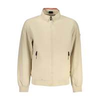Veste coupe-vent décontractée pour homme, beige, à capuche, en toile enduite, col montant, fermeture éclair, imperméable, avec logo scellé, Norvège 1963, taille XS