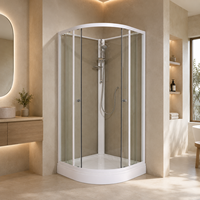 Cabine de douche quadrant avec cadre blanc, verre cannelé dépoli, porte pliante, étagère en verre intégrée, colonne de douche pour salle de bain familiale