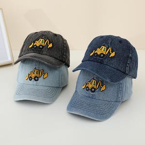 Cappellino da Baseball per ragazze cappello da cowboy lavato cappello da cowboy cartone animato escavatore anatra ricamato cappello con lingua nuovo design protezione solare - Product Image 3