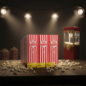 Bolsas para Palomitas de Maíz, 150 Unidades, Rojas con Rayas Blancas, de Plástico, para Noche de Cine, Fiestas, Dulces, con Cierres, Modelo Navideño - Product Image 2