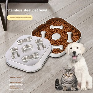 Gamelle anti-étouffement en acier inoxydable 304 pour chien, avec base en caoutchouc antidérapante et design labyrinthe, pour chiens de petite, moyenne et grande taille – Vente en gros - Product Image 3