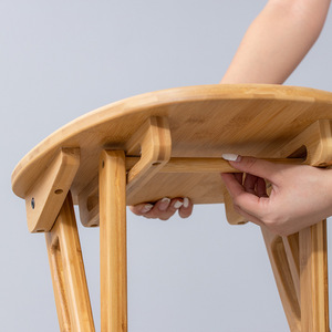 <b>Bamboo</b> Bar <b>Stool</b> Foldable Natural Wood Kitchen Counter Chair Adult Use - Product Image 4