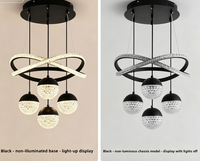 Lustre en cristal créatif, luminaire suspendu moderne en forme d'anneau infini, hauteur réglable, luminaire suspendu de luxe pour villa, hôtel, café