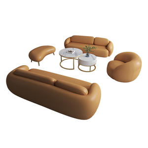 Modern Creative Leather Sofa Set Ingot Shaped Modular Office Sofa With Coffee Table For Business Club Reception And Negotiation - Product Image 5