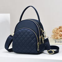 Sac à dos mini en cuir PU pour femmes, sac bandoulière matelassé, sac à main multi-zippé