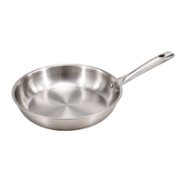Poêle à frire en acier inoxydable, finition miroir, sans revêtement, avec poignée de suspension, compatible avec toutes les plaques de cuisson pour la cuisine domestique